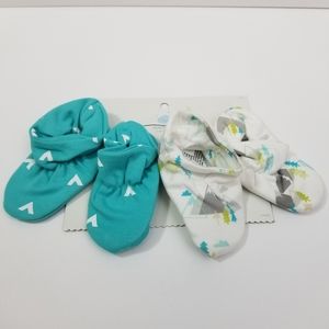 🔵 3/$10 Cloud Island 2 Pairs Baby Booties, OSFM